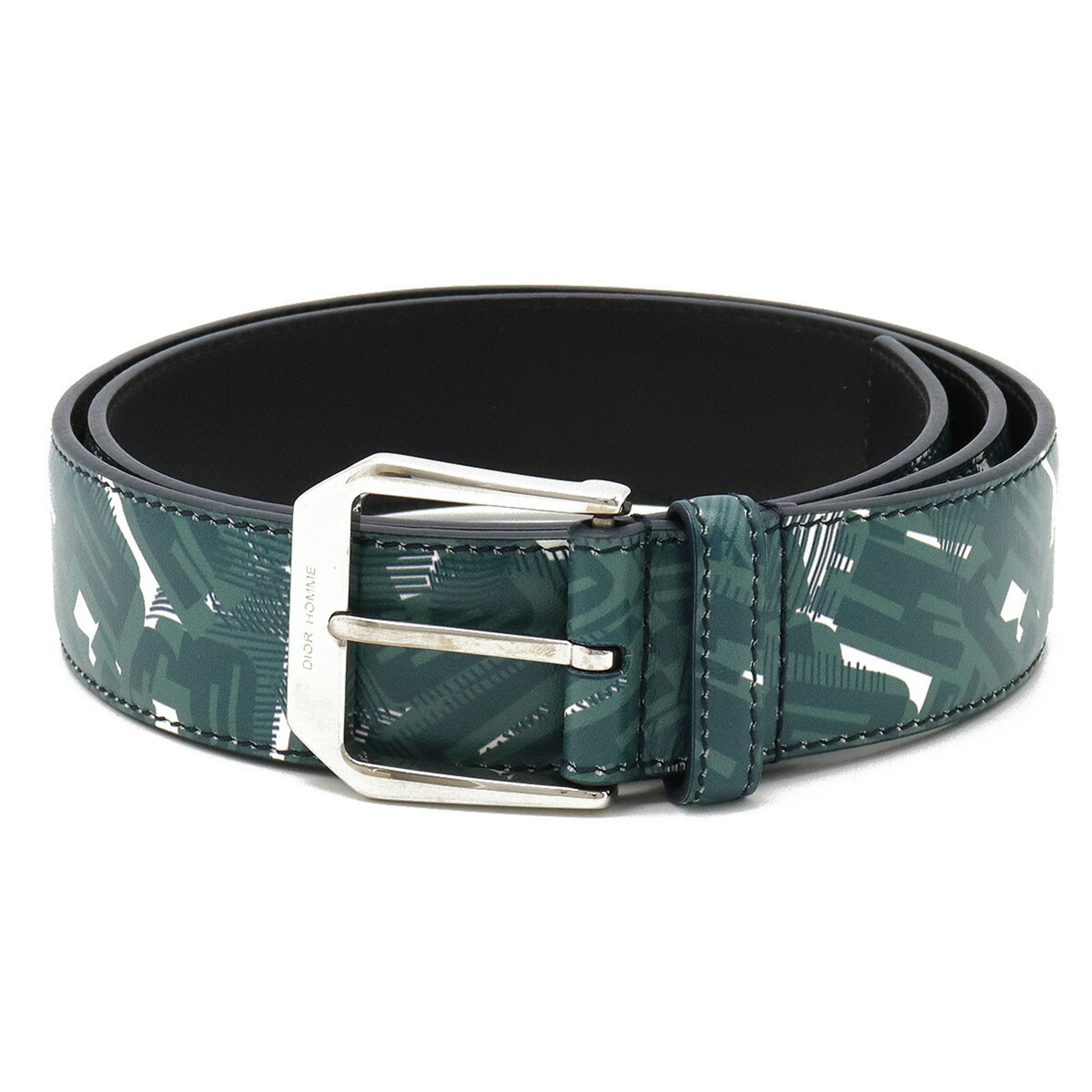 Christian Dior Dior Homme Homme Belt Leather Green Multicolor 90